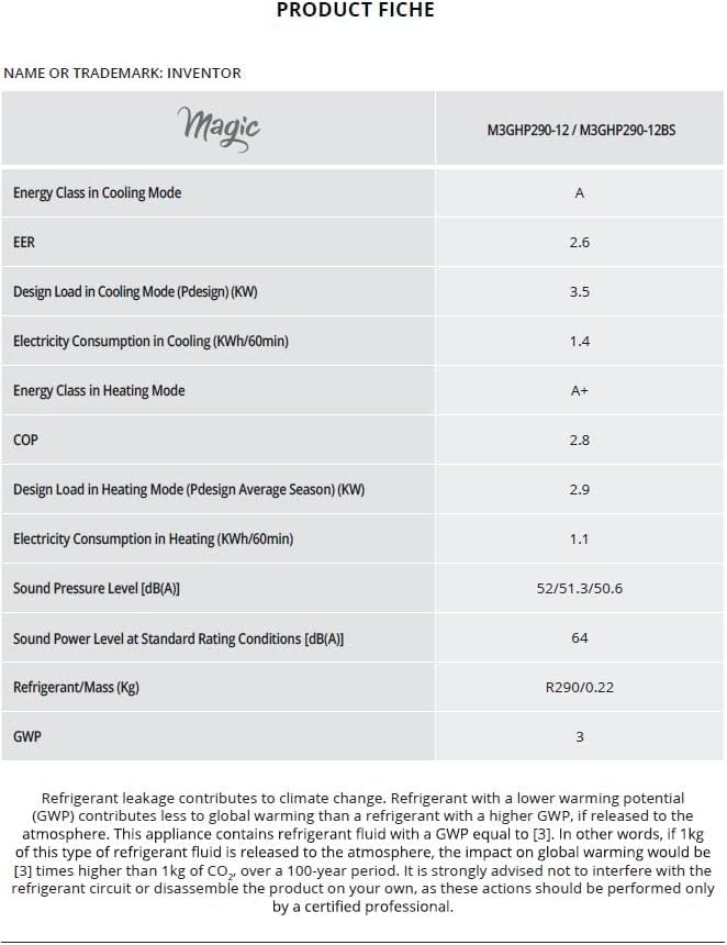Magic Inventeur Climatiseur portable 12 000 BTU refroidissement, chauffage, déshumidificateur, ventilateur, affichage numérique, télécommande, 3 vitesses, minuterie 24h