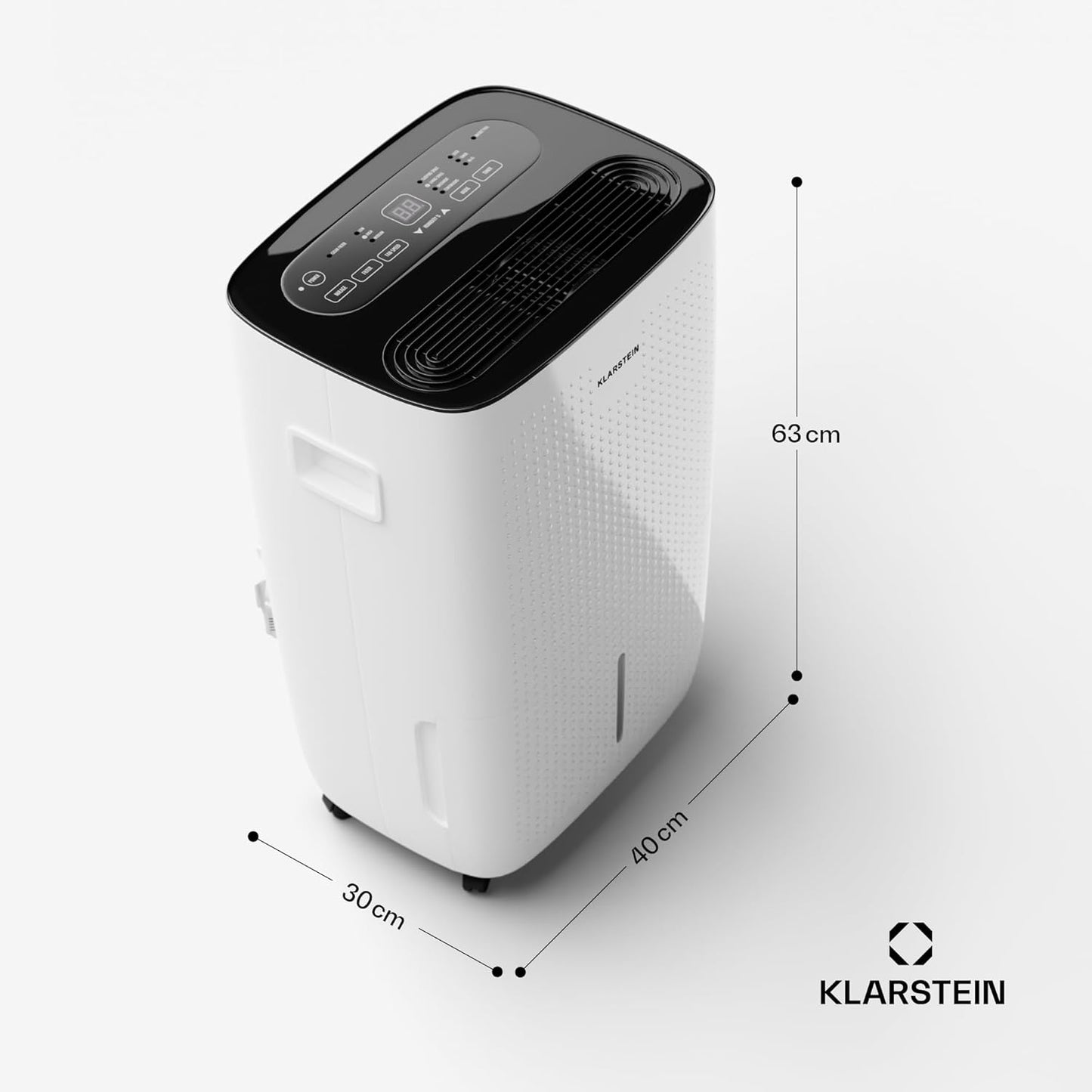 Klarstein DryFy Connect 60L Déshumidificateur, 60L/24h, Wi-Fi, Réservoir 8L, Minuterie 24h, Silencieux, Portable, Pour Salle de Bain & Pièces 45-65m², Anthracite