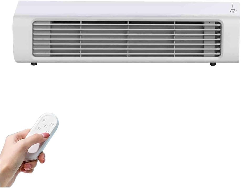 Ventilateur climatiseur mural sans fil économe en énergie - Installation sans perçage - Convient pour la chambre à coucher et la cuisine - Avec télécommande (blanc-prise)