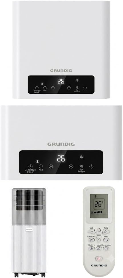 Climatiseur Mobile Silencieux 12000BTU, 5 EN 1, Refroidissement,Chauffage,Ventilateur,Déshumidificateur,Mode Nuit,Climatisation Rapide,Clim Mobile,Energie Classe A