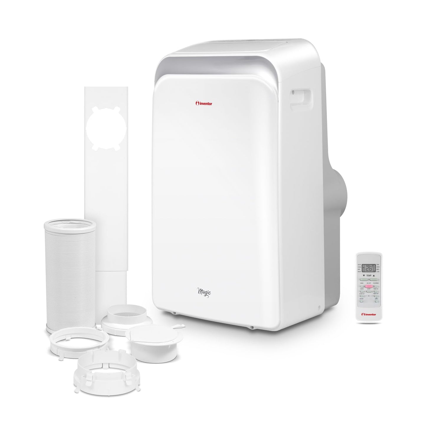 Magic Inventeur Climatiseur portable 12 000 BTU refroidissement, chauffage, déshumidificateur, ventilateur, affichage numérique, télécommande, 3 vitesses, minuterie 24h