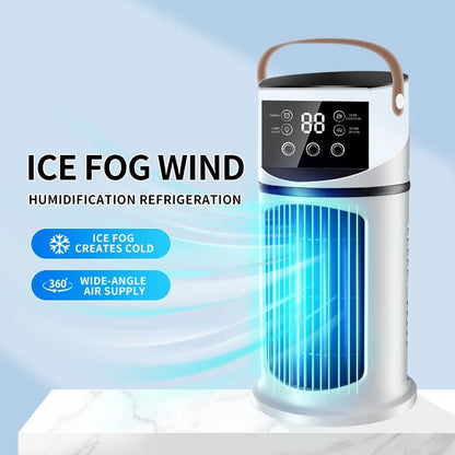 Climatiseur portable, 4 en 1 Mini Rafraîchisseur d’Air Silencieux avec 9 Vitesses, 3 Modes Brume, LED 7 Couleurs, Minuterie, Climatiseur Portable Silencieux pour Chambre Bureau