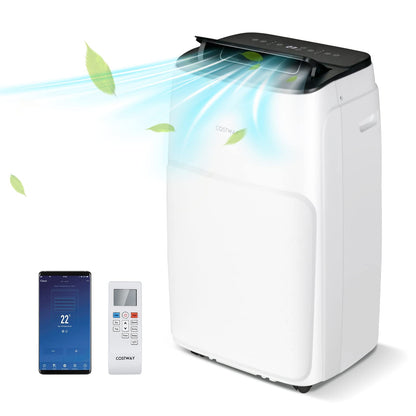 COSTWAY Climatiseur Mobile Silencieux 16000BTU, 5 EN 1,Refroidissement,Chauffage,Ventilateur,Déshumidificateur,Mode Nuit,Climatisation Rapide,Clim Mobile