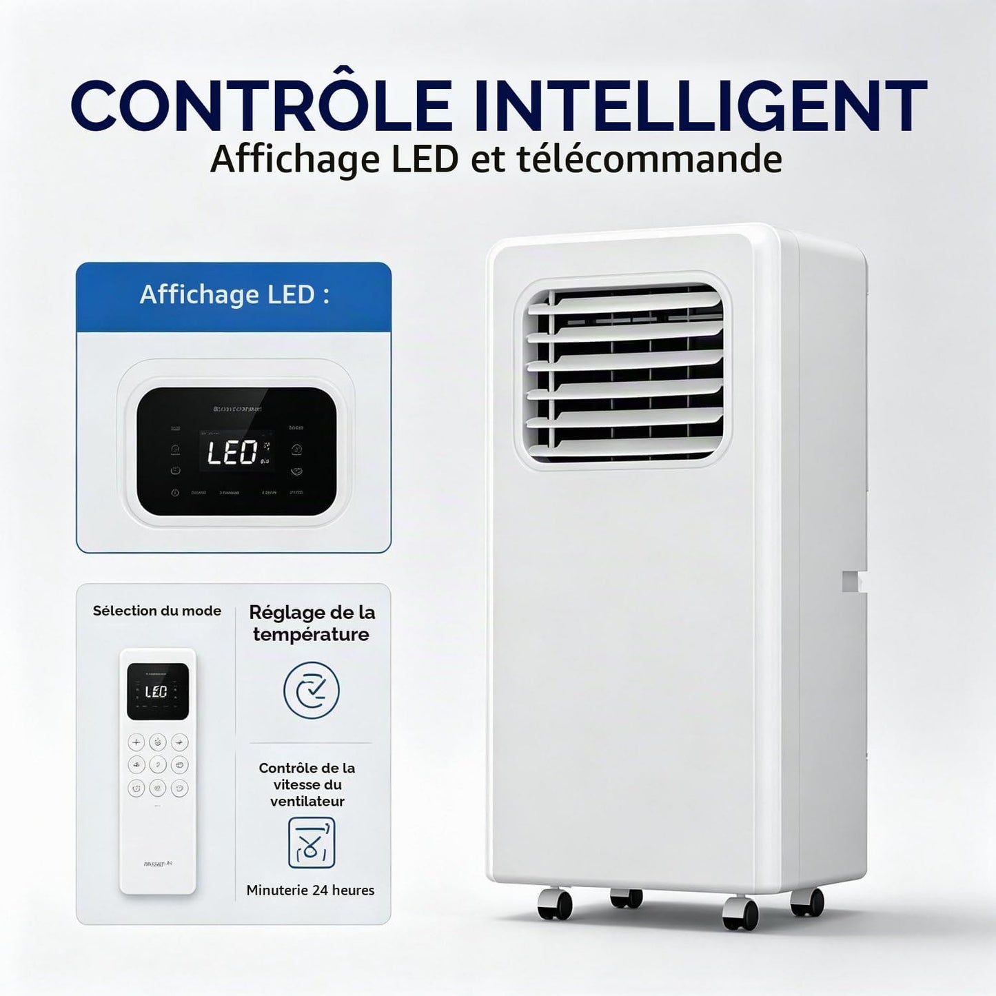 Climatiseur Portable, unité de climatisation 3 en 1 18000BTU | Climatiseur sur pied ; climatiseur portable silencieux pour appartements, dortoirs et camping-cars
