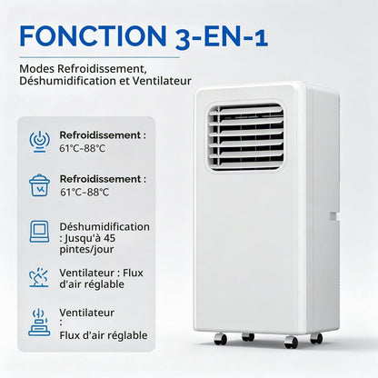 Climatiseur Portable, unité de climatisation 3 en 1 18000BTU | Climatiseur sur pied ; climatiseur portable silencieux pour appartements, dortoirs et camping-cars