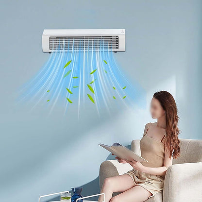 Ventilateur climatiseur mural sans fil économe en énergie - Installation sans perçage - Convient pour la chambre à coucher et la cuisine - Avec télécommande (blanc-prise)