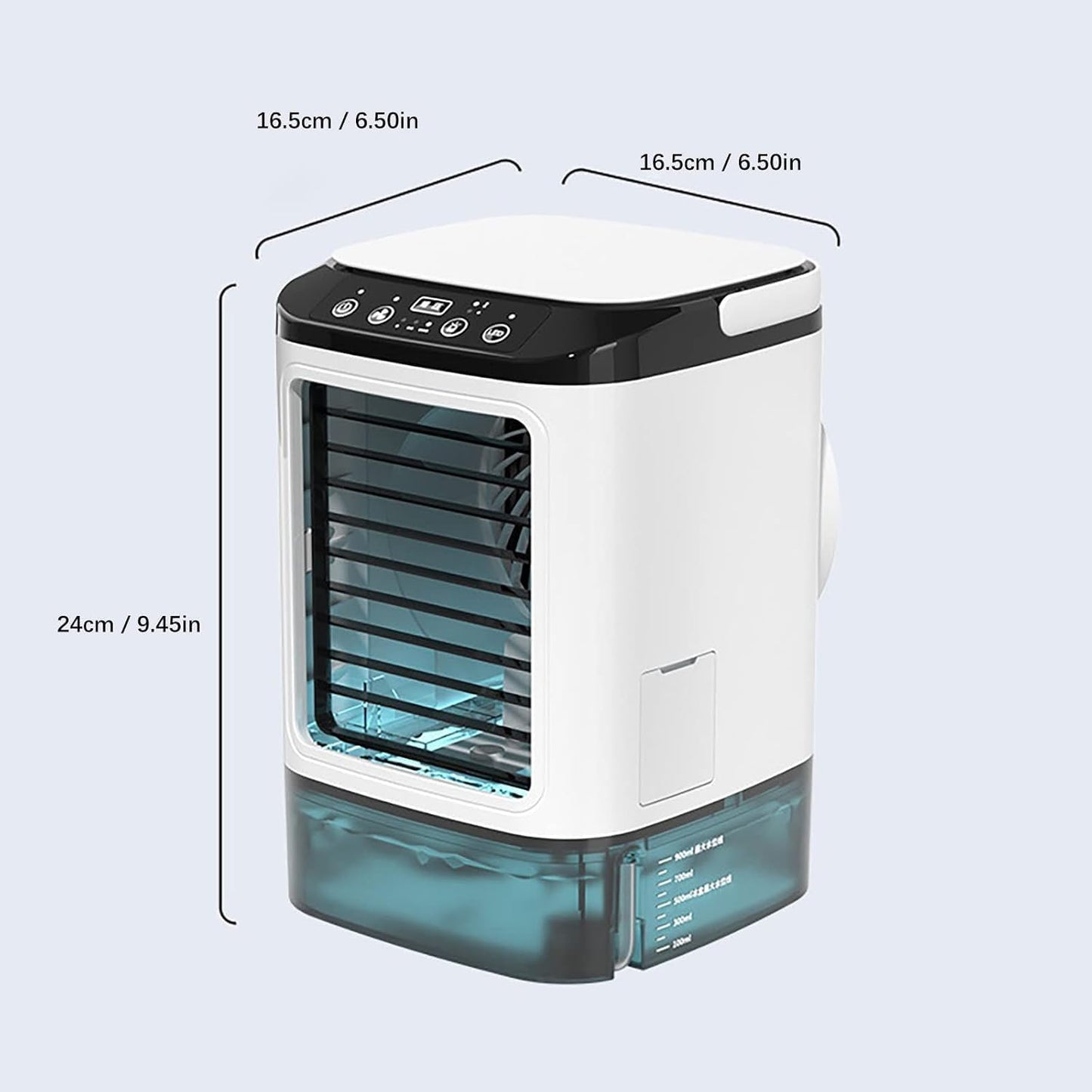 Climatiseur Mobile 2026 sans Évacuation, 4 Vitesses, avec Moule à Glaçons, Brumisation, LED 7 Couleurs et Réservoir 900 ml – Rafraîchisseur d'Air Silencieux (Blanc)