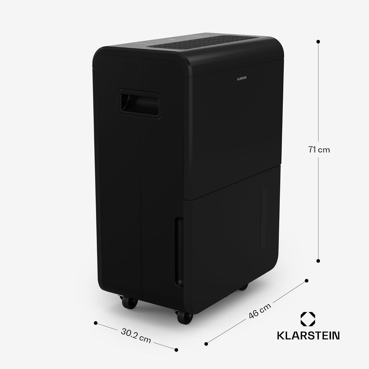 Klarstein DryFy Connect 60L Déshumidificateur, 60L/24h, Wi-Fi, Réservoir 8L, Minuterie 24h, Silencieux, Portable, Pour Salle de Bain & Pièces 45-65m², Anthracite