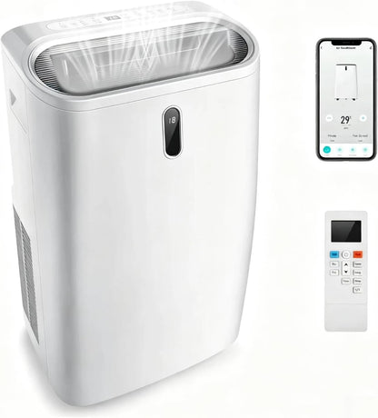 KOMFOTTEU Climatiseur Mobile Silencieux, 16000BTU, Minuterie & Télécommande | Climatiseur Mobile avec Évacuation, 4 Modes, 3 Vitesses, 5 en 1 Rafraichisseur d'Air, Pour Pièces 45-50㎡, WIFI, Contrôle APP