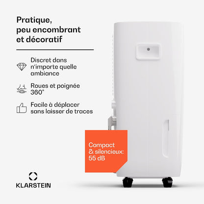 Klarstein DryFy Connect 60L Déshumidificateur, 60L/24h, Wi-Fi, Réservoir 8L, Minuterie 24h, Silencieux, Portable, Pour Salle de Bain & Pièces 45-65m², Anthracite