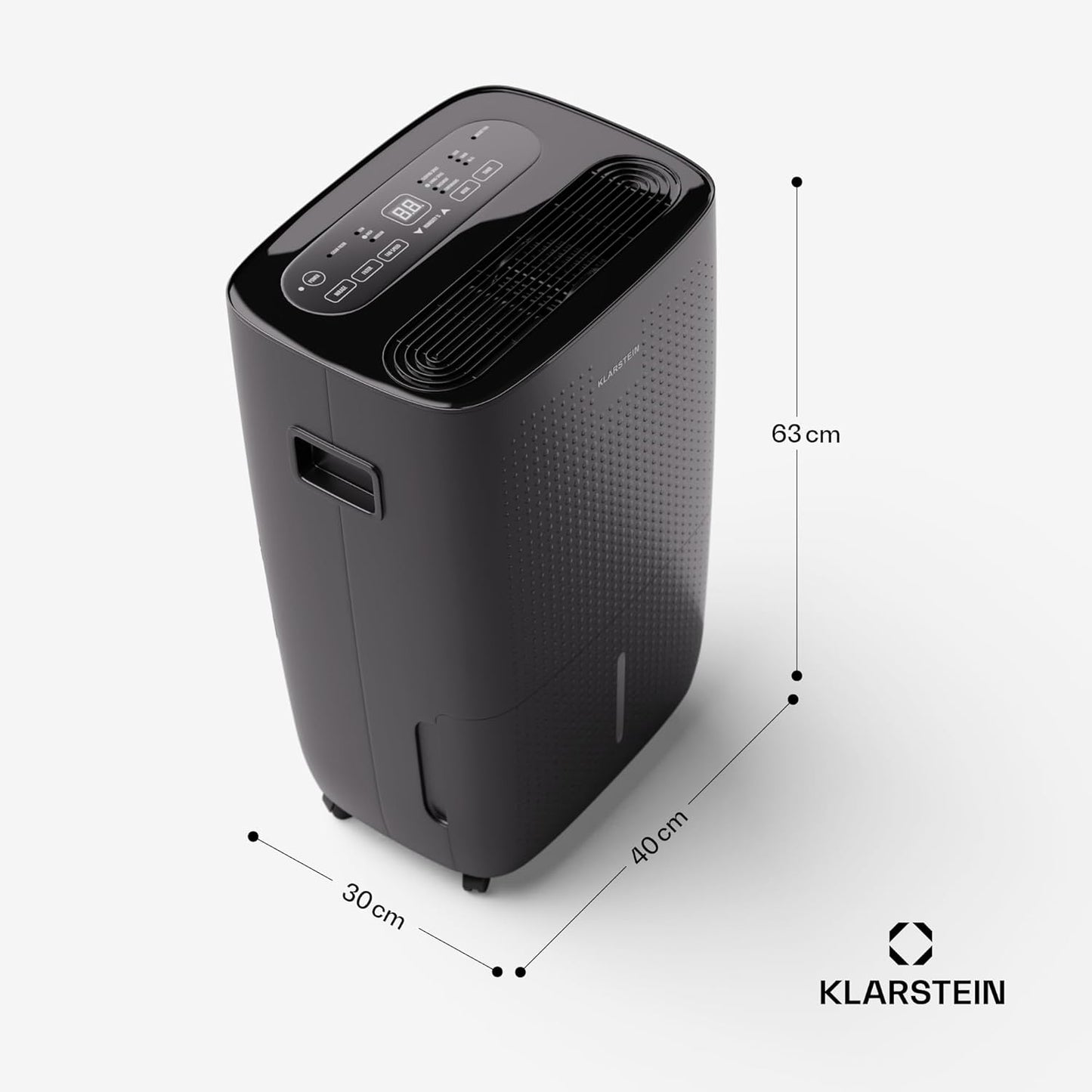 Klarstein DryFy Connect 60L Déshumidificateur, 60L/24h, Wi-Fi, Réservoir 8L, Minuterie 24h, Silencieux, Portable, Pour Salle de Bain & Pièces 45-65m², Anthracite