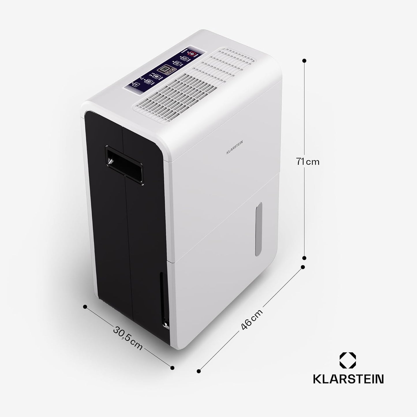 Klarstein DryFy Connect 60L Déshumidificateur, 60L/24h, Wi-Fi, Réservoir 8L, Minuterie 24h, Silencieux, Portable, Pour Salle de Bain & Pièces 45-65m², Anthracite
