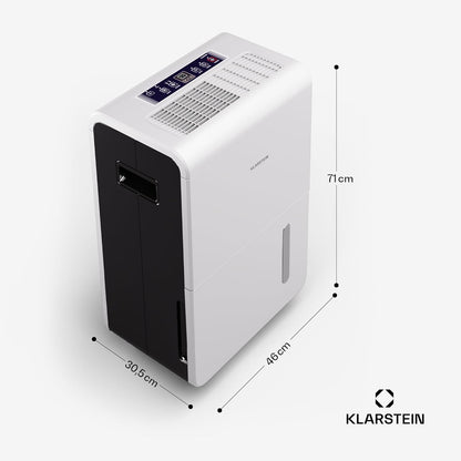Klarstein DryFy Connect 60L Déshumidificateur, 60L/24h, Wi-Fi, Réservoir 8L, Minuterie 24h, Silencieux, Portable, Pour Salle de Bain & Pièces 45-65m², Anthracite