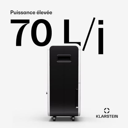 Klarstein DryFy Connect 60L Déshumidificateur, 60L/24h, Wi-Fi, Réservoir 8L, Minuterie 24h, Silencieux, Portable, Pour Salle de Bain & Pièces 45-65m², Anthracite
