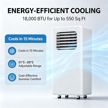 Climatiseur Portable, unité de climatisation 3 en 1 18000BTU | Climatiseur sur pied ; climatiseur portable silencieux pour appartements, dortoirs et camping-cars