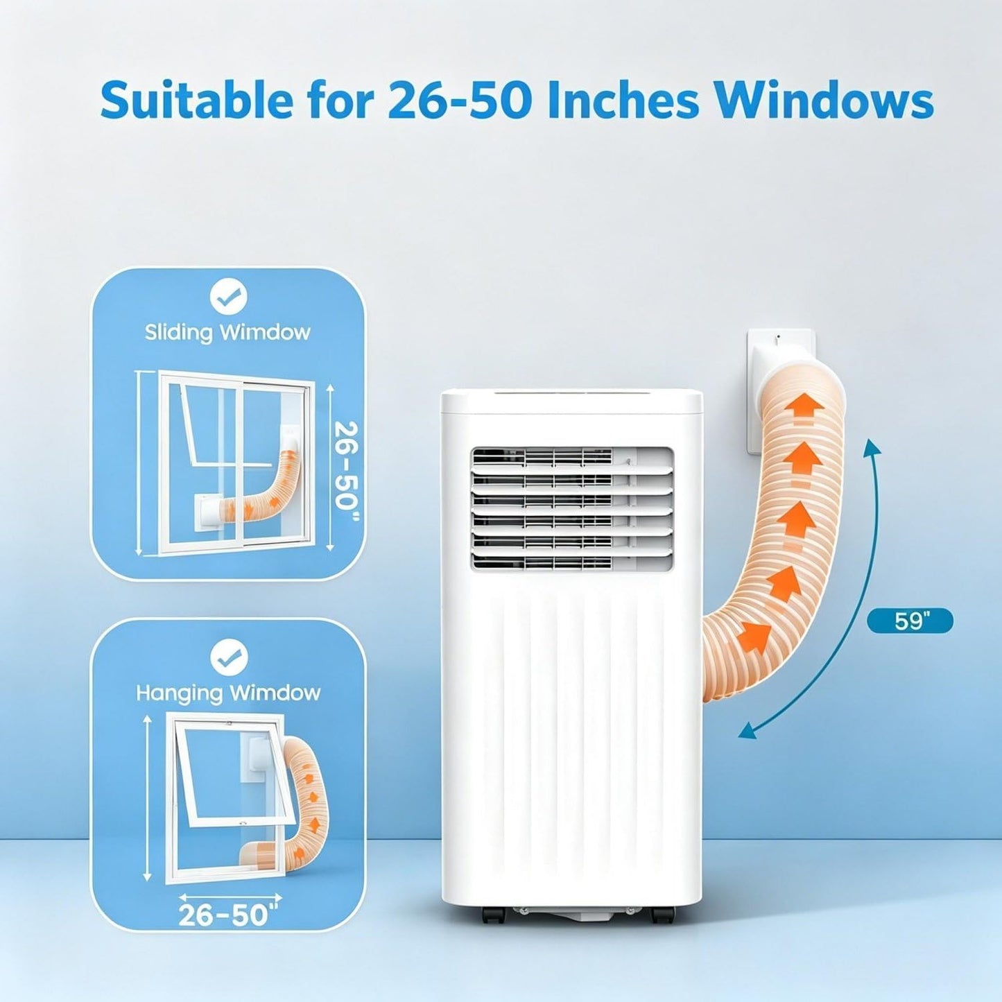Climatiseur Portable avec télécommande et roulettes 18000BTU | Climatiseur mobile sur pied ; poignée ergonomique ; pour un refroidissement flexible d'une pièce à l'autre