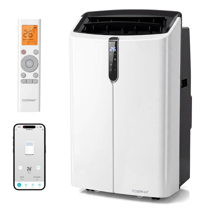 COSTWAY Climatiseur Mobile Silencieux 16000BTU, 5 EN 1,Refroidissement,Chauffage,Ventilateur,Déshumidificateur,Mode Nuit,Climatisation Rapide,Clim Mobile