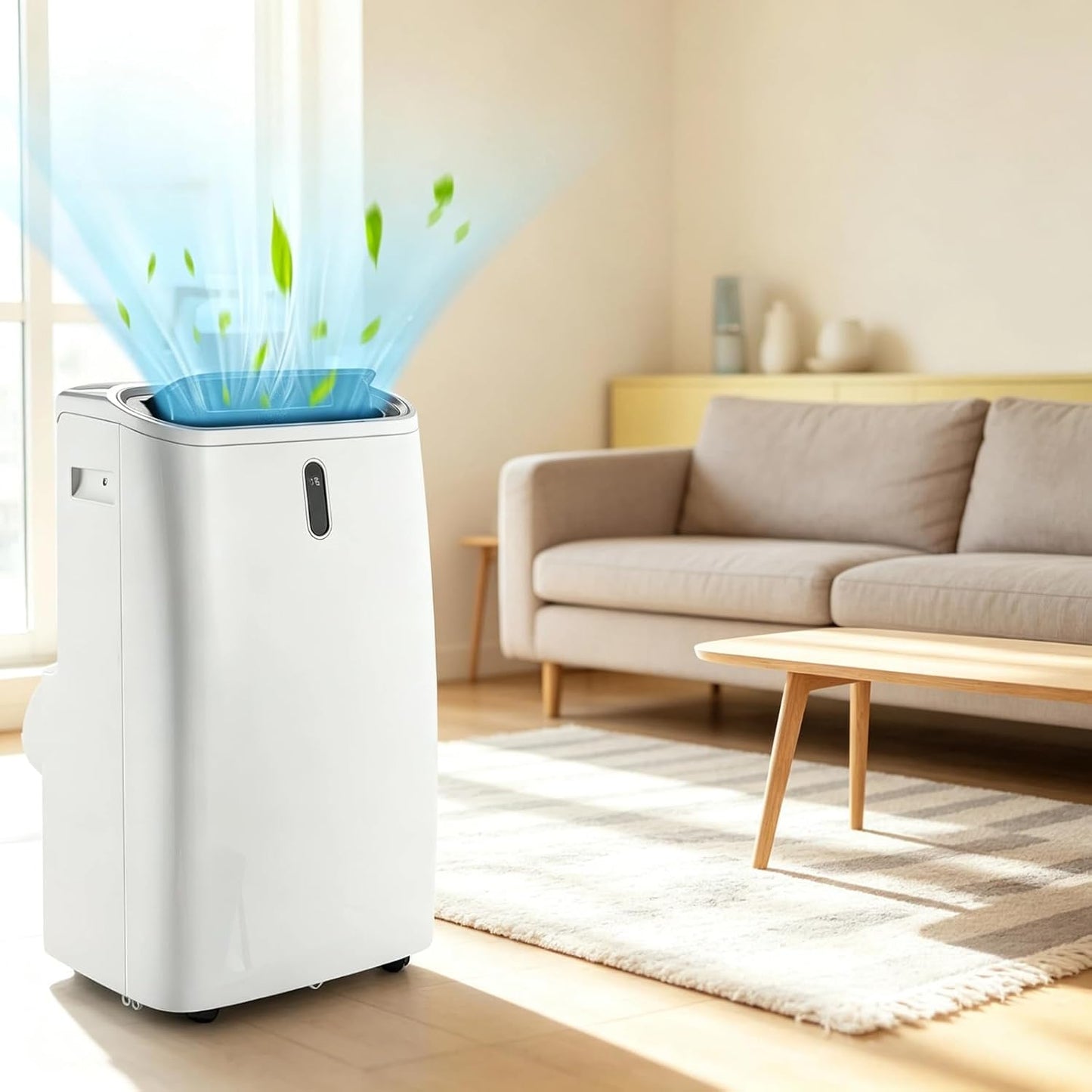 KOMFOTTEU Climatiseur Mobile Silencieux, 16000BTU, Minuterie & Télécommande | Climatiseur Mobile avec Évacuation, 4 Modes, 3 Vitesses, 5 en 1 Rafraichisseur d'Air, Pour Pièces 45-50㎡, WIFI, Contrôle APP