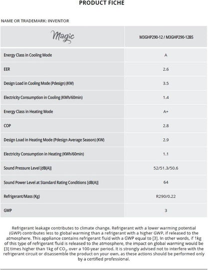Magic Inventeur Climatiseur portable 12 000 BTU refroidissement, chauffage, déshumidificateur, ventilateur, affichage numérique, télécommande, 3 vitesses, minuterie 24h