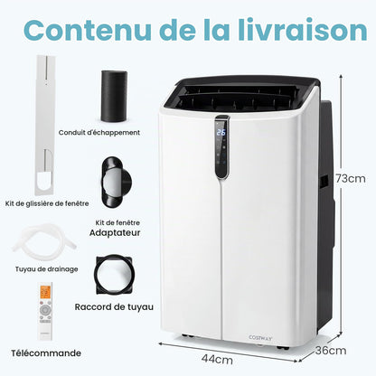 COSTWAY Climatiseur Mobile Silencieux 16000BTU, 5 EN 1,Refroidissement,Chauffage,Ventilateur,Déshumidificateur,Mode Nuit,Climatisation Rapide,Clim Mobile