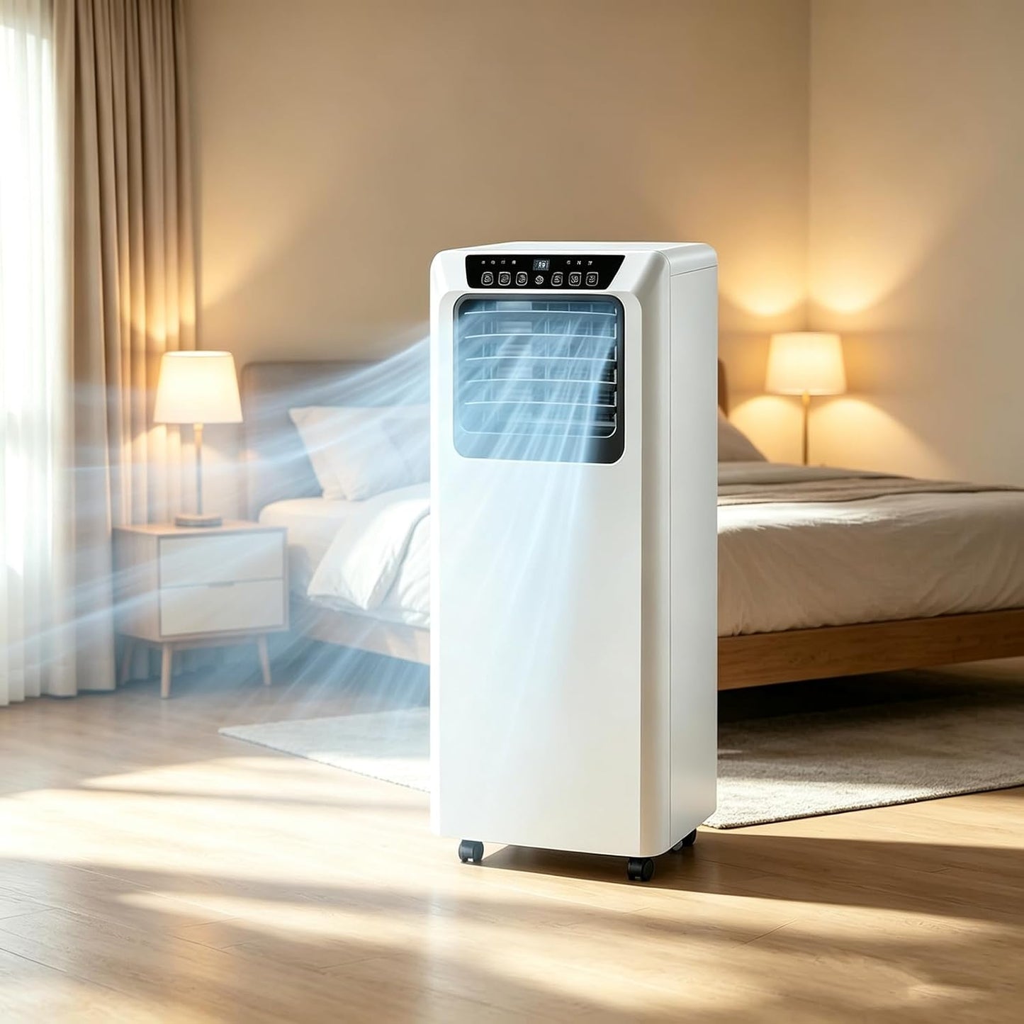 Air Pro 12000 BTU Climatiseur portable AC, unité intelligente Wifi 4-en-1 avec minuterie 24h et kit de fenêtre. Refroidisseur mobile écoénergétique de classe A pour pièces jusqu'à 30m2
