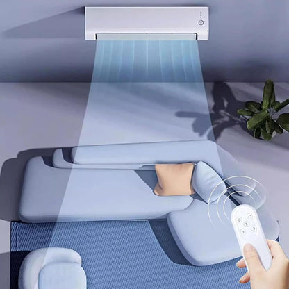 Ventilateur climatiseur mural sans fil économe en énergie - Installation sans perçage - Convient pour la chambre à coucher et la cuisine - Avec télécommande (blanc-prise)