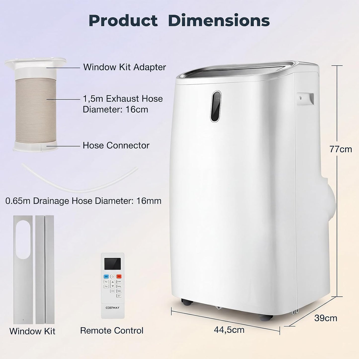 LIFEZEAL Climatiseur Mobile, Climatiseur Portable avec Fonctions Refroidissement, Chauffage, Déshumidification et Ventilation, Télécommande/Wi-Fi, Minuterie 24H (Style4-12000 BTU)