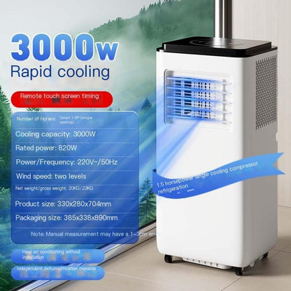Climatiseur portable 12000 BTU avec télécommande, minuterie 24h, kit d'installation, 2 vitesses, oscillation à 120° pour pièces jusqu'à 300 m²
