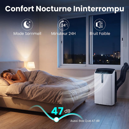 COSTWAY Climatiseur Mobile Silencieux 16000BTU, 5 EN 1,Refroidissement,Chauffage,Ventilateur,Déshumidificateur,Mode Nuit,Climatisation Rapide,Clim Mobile