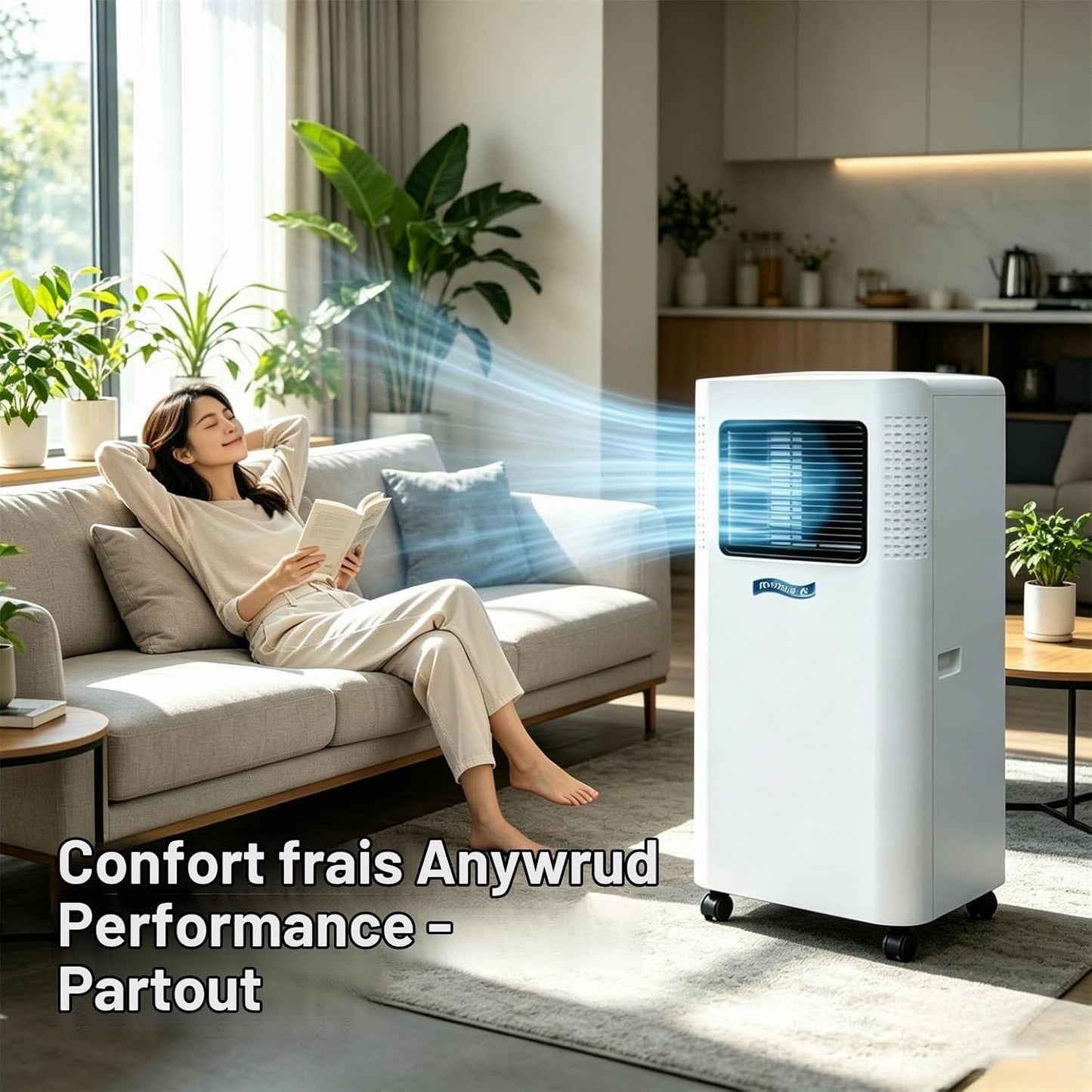 Climatiseur Mobile 2600 W 1.5P | Avec 4 roulettes, puissance de refroidissement de 2600 W (pour des pièces jusqu'à 20–25 m²), 330 × 280 × 680 mm