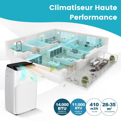 COSTWAY Climatiseur Mobile Silencieux 16000BTU, 5 EN 1,Refroidissement,Chauffage,Ventilateur,Déshumidificateur,Mode Nuit,Climatisation Rapide,Clim Mobile
