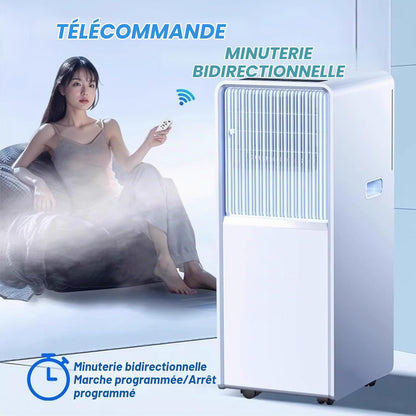 Climatiseur portable jusqu'à 300 pi², unité AC silencieuse avec ventilateur rafraîchissant et déshumidificateur, minuterie 24H et télécommande, installation facile pour la chambre à coucher
