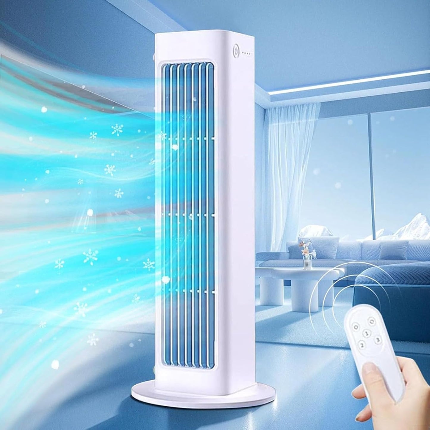 Ventilateur climatiseur mural sans fil économe en énergie - Installation sans perçage - Convient pour la chambre à coucher et la cuisine - Avec télécommande (blanc-prise)