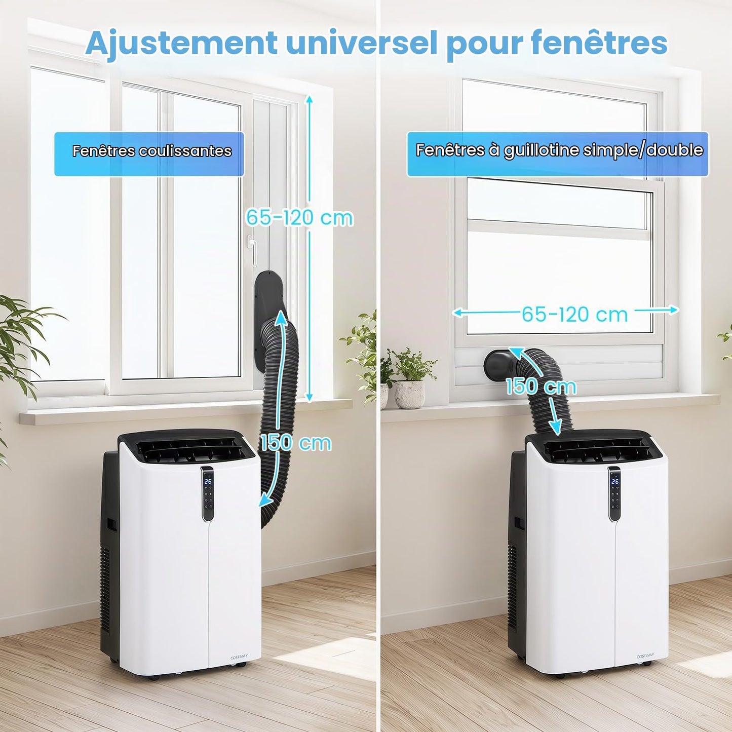 COSTWAY Climatiseur Mobile Silencieux 16000BTU, 5 EN 1,Refroidissement,Chauffage,Ventilateur,Déshumidificateur,Mode Nuit,Climatisation Rapide,Clim Mobile