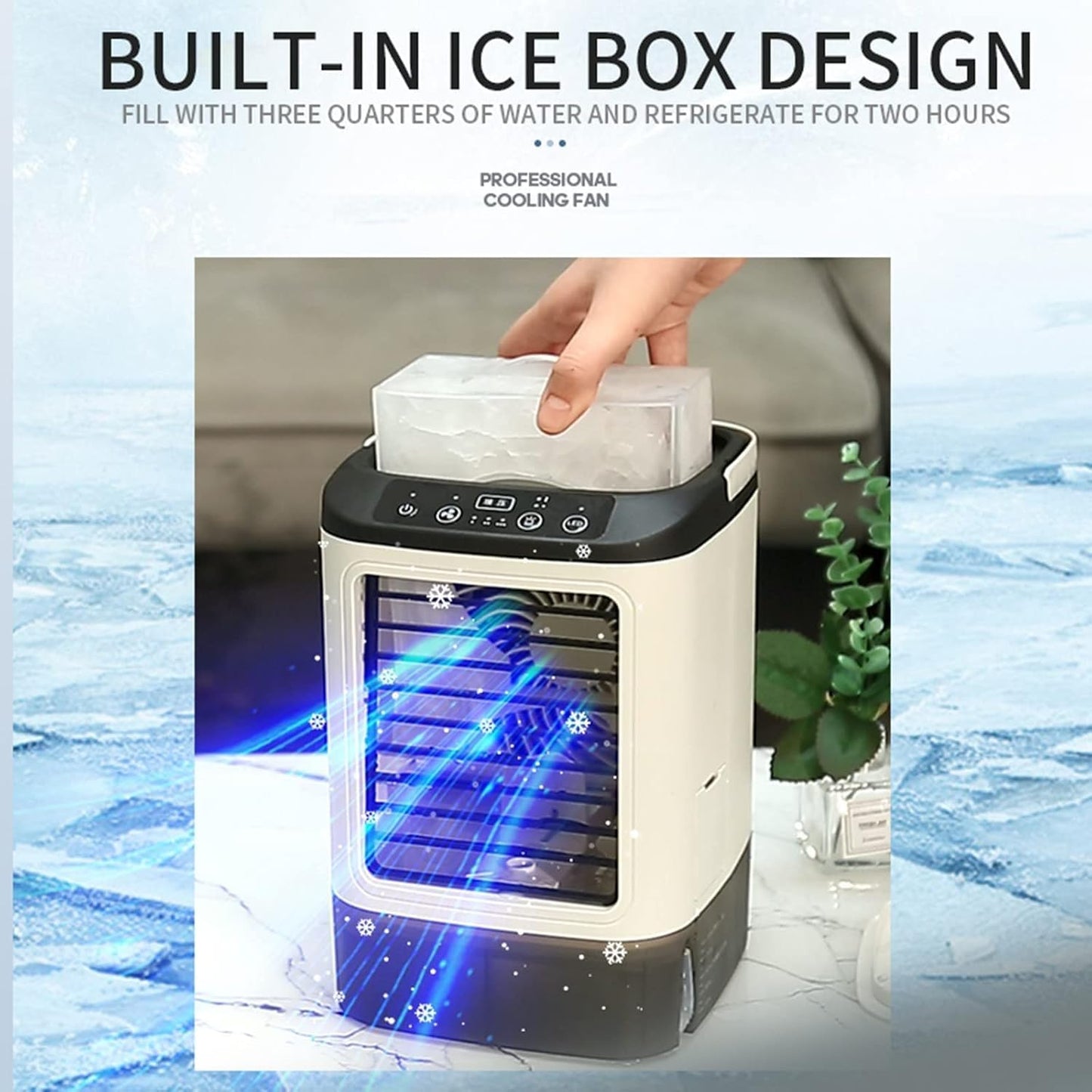 Climatiseur Mobile 2026 sans Évacuation, 4 Vitesses, avec Moule à Glaçons, Brumisation, LED 7 Couleurs et Réservoir 900 ml – Rafraîchisseur d'Air Silencieux (Blanc)