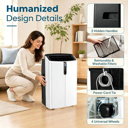 LIFEZEAL Climatiseur Mobile, Climatiseur Portable avec Fonctions Refroidissement, Chauffage, Déshumidification et Ventilation, Télécommande/Wi-Fi, Minuterie 24H (Style4-12000 BTU)