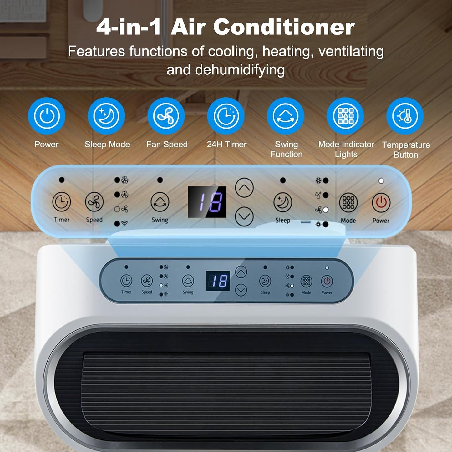 KOMFOTTEU Climatiseur Mobile Silencieux, 14000BTU, Minuterie & Télécommande | Climatiseur Mobile avec Évacuation, 4 Modes, 3 Vitesses, 5 en 1 Rafraichisseur d'Air, Pour Pièces de 40㎡, WIFI, Contrôle APP