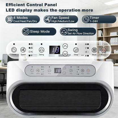 LIFEZEAL Climatiseur Mobile, Climatiseur Portable avec Fonctions Refroidissement, Chauffage, Déshumidification et Ventilation, Télécommande/Wi-Fi, Minuterie 24H (Style4-12000 BTU)