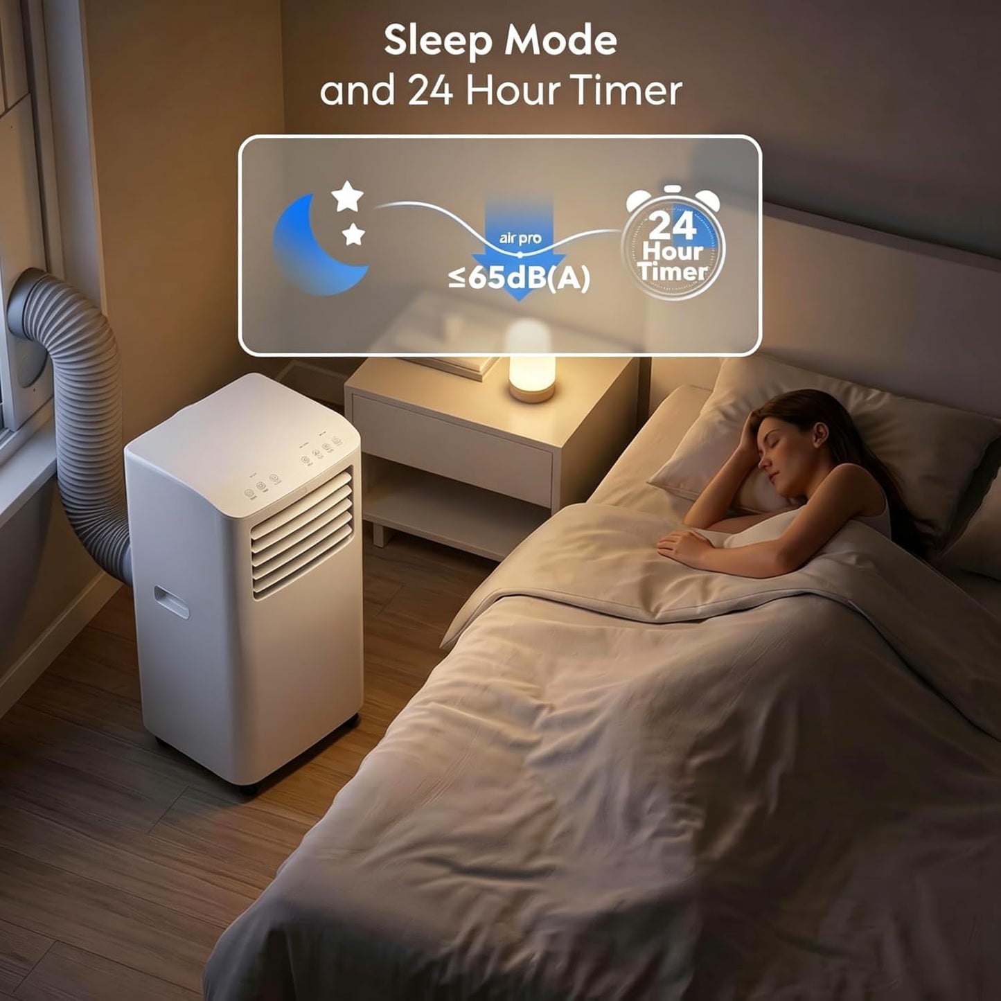 Air Pro 12000 BTU Climatiseur portable AC, unité intelligente Wifi 4-en-1 avec minuterie 24h et kit de fenêtre. Refroidisseur mobile écoénergétique de classe A pour pièces jusqu'à 30m2