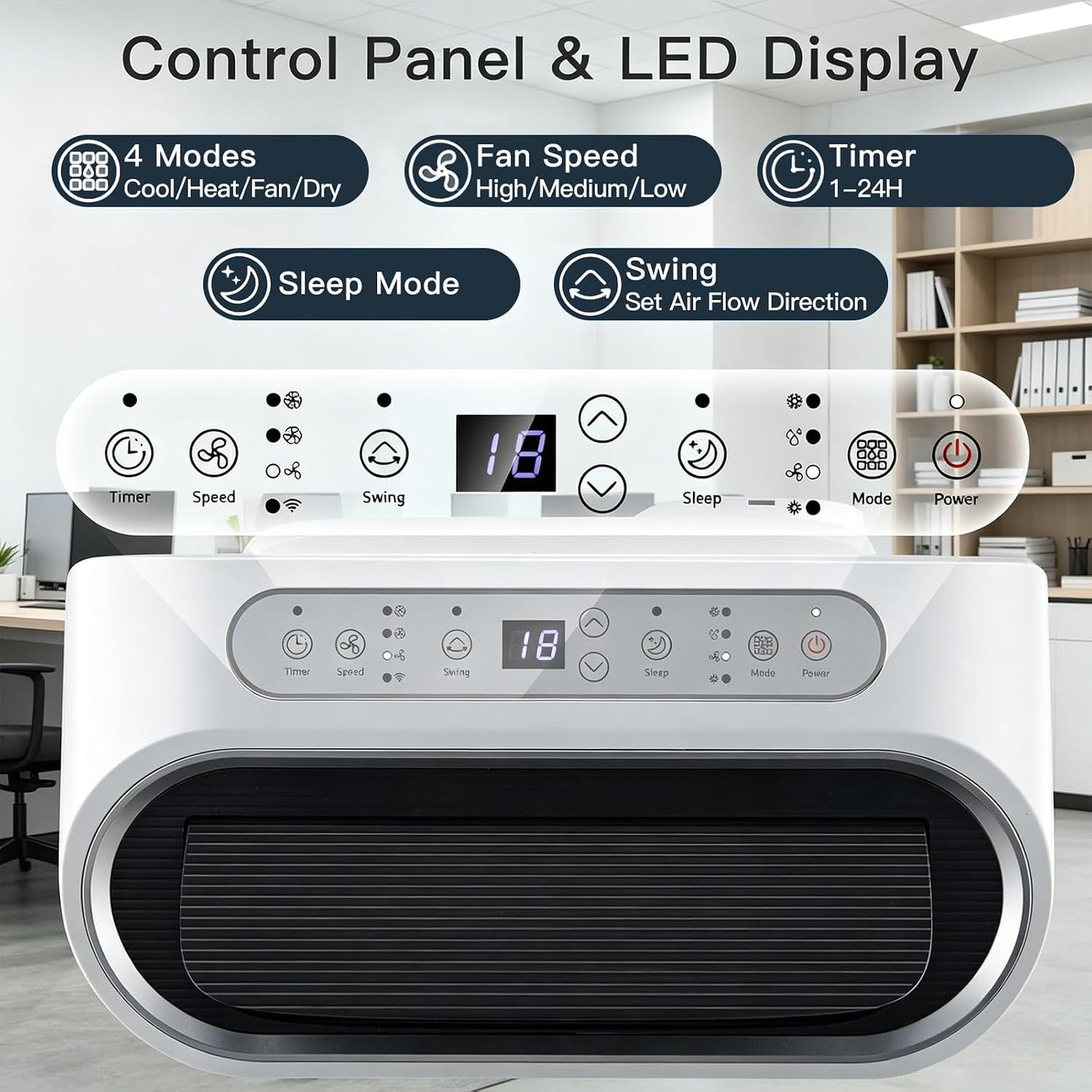 LIFEZEAL Climatiseur Mobile, Climatiseur Portable avec Fonctions Refroidissement, Chauffage, Déshumidification et Ventilation, Télécommande/Wi-Fi, Minuterie 24H (Style4-12000 BTU)