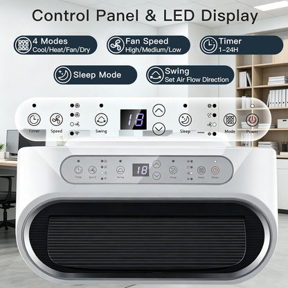 LIFEZEAL Climatiseur Mobile, Climatiseur Portable avec Fonctions Refroidissement, Chauffage, Déshumidification et Ventilation, Télécommande/Wi-Fi, Minuterie 24H (Style4-12000 BTU)