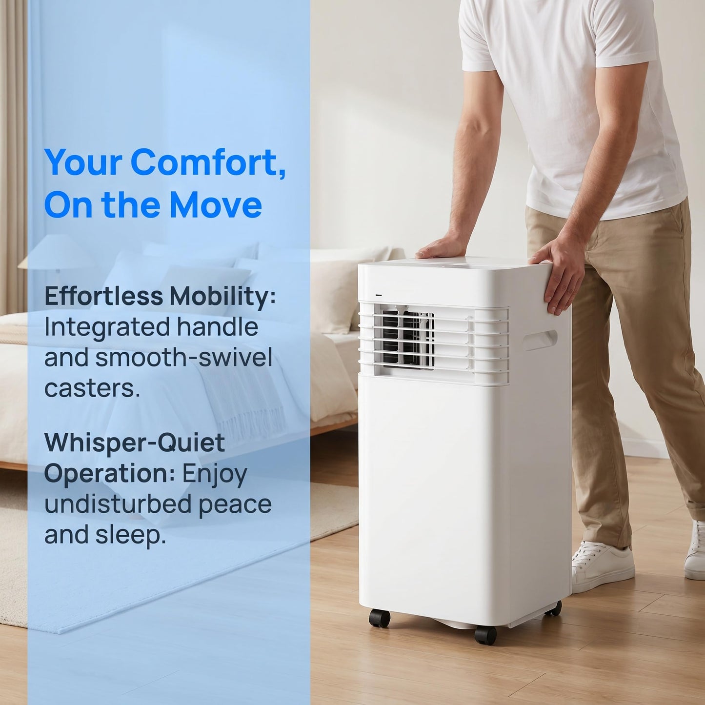 Climatiseur portable 12 000 BTU – Télécommande, minuterie 24 heures, kit d'installation, 2 vitesses, oscillation à 120 ° pour pièces jusqu'à 300 m² de refroidissement