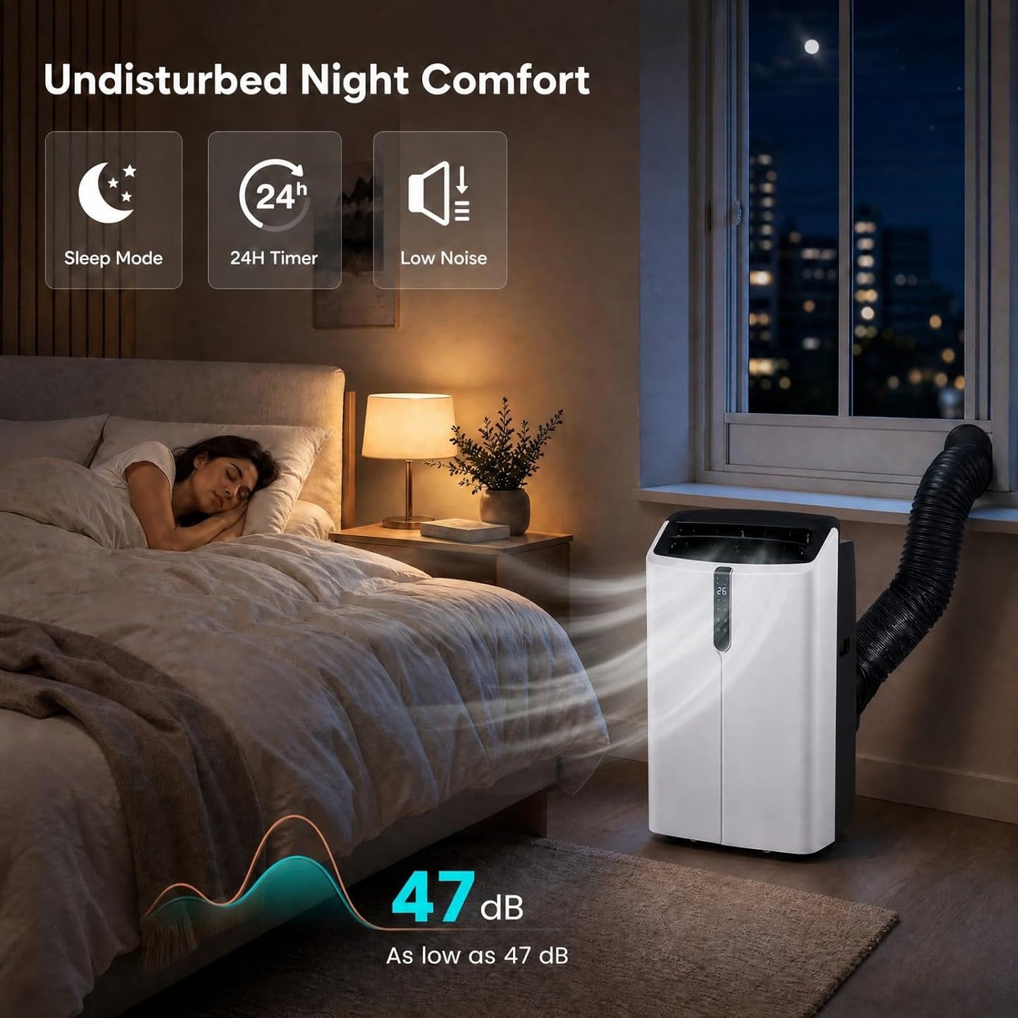 LIFEZEAL Climatiseur Mobile, Climatiseur Portable avec Fonctions Refroidissement, Chauffage, Déshumidification et Ventilation, Télécommande/Wi-Fi, Minuterie 24H (Style4-12000 BTU)
