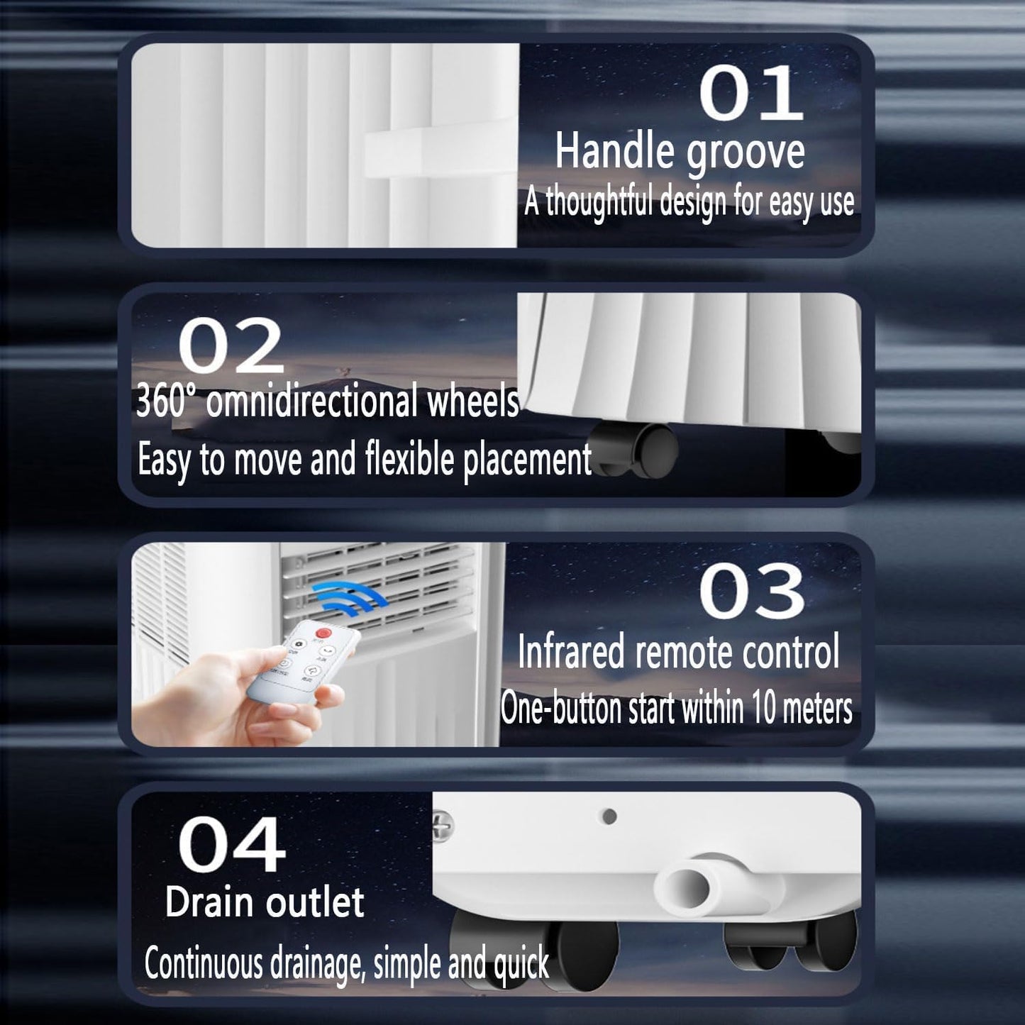 Climatiseur portable, unité de refroidissement compacte avec déshumidificateur, ventilateur, télécommande pour chambre, bureau, voiture – Refroidisseur oscillant pour intérieur et extérieur