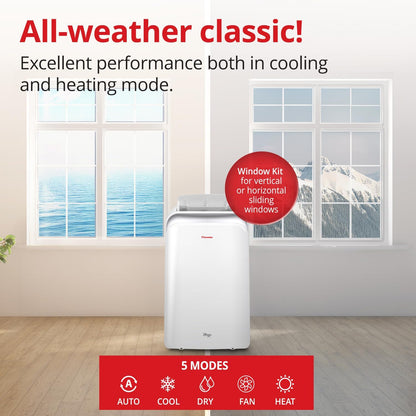 Magic Inventeur Climatiseur portable 12 000 BTU refroidissement, chauffage, déshumidificateur, ventilateur, affichage numérique, télécommande, 3 vitesses, minuterie 24h