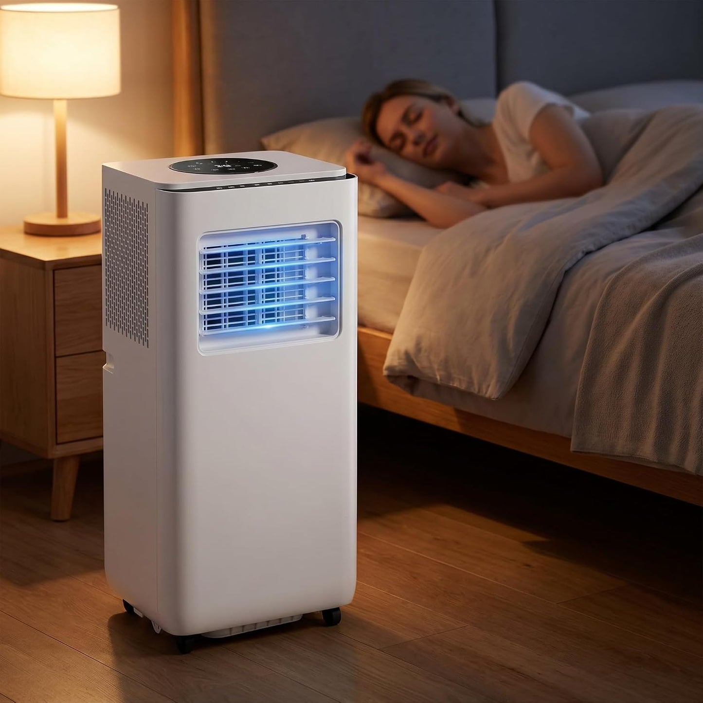 Climatiseur portable 12000 BTU avec télécommande, minuterie 24h, kit d'installation, 2 vitesses, oscillation à 120° pour pièces jusqu'à 300 m²