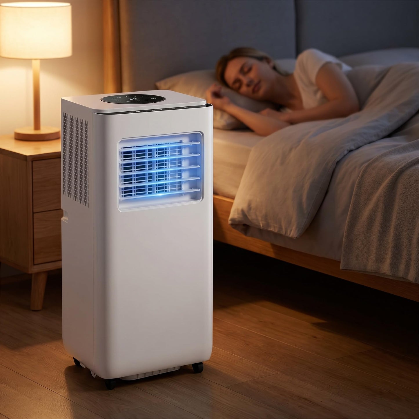 Climatiseur portable 12 000 BTU – Télécommande, minuterie 24 heures, kit d'installation, 2 vitesses, oscillation à 120 ° pour pièces jusqu'à 300 m² de refroidissement