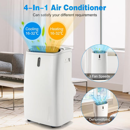 KOMFOTTEU Climatiseur Mobile Silencieux, 16000BTU, Minuterie & Télécommande | Climatiseur Mobile avec Évacuation, 4 Modes, 3 Vitesses, 5 en 1 Rafraichisseur d'Air, Pour Pièces 45-50㎡, WIFI, Contrôle APP