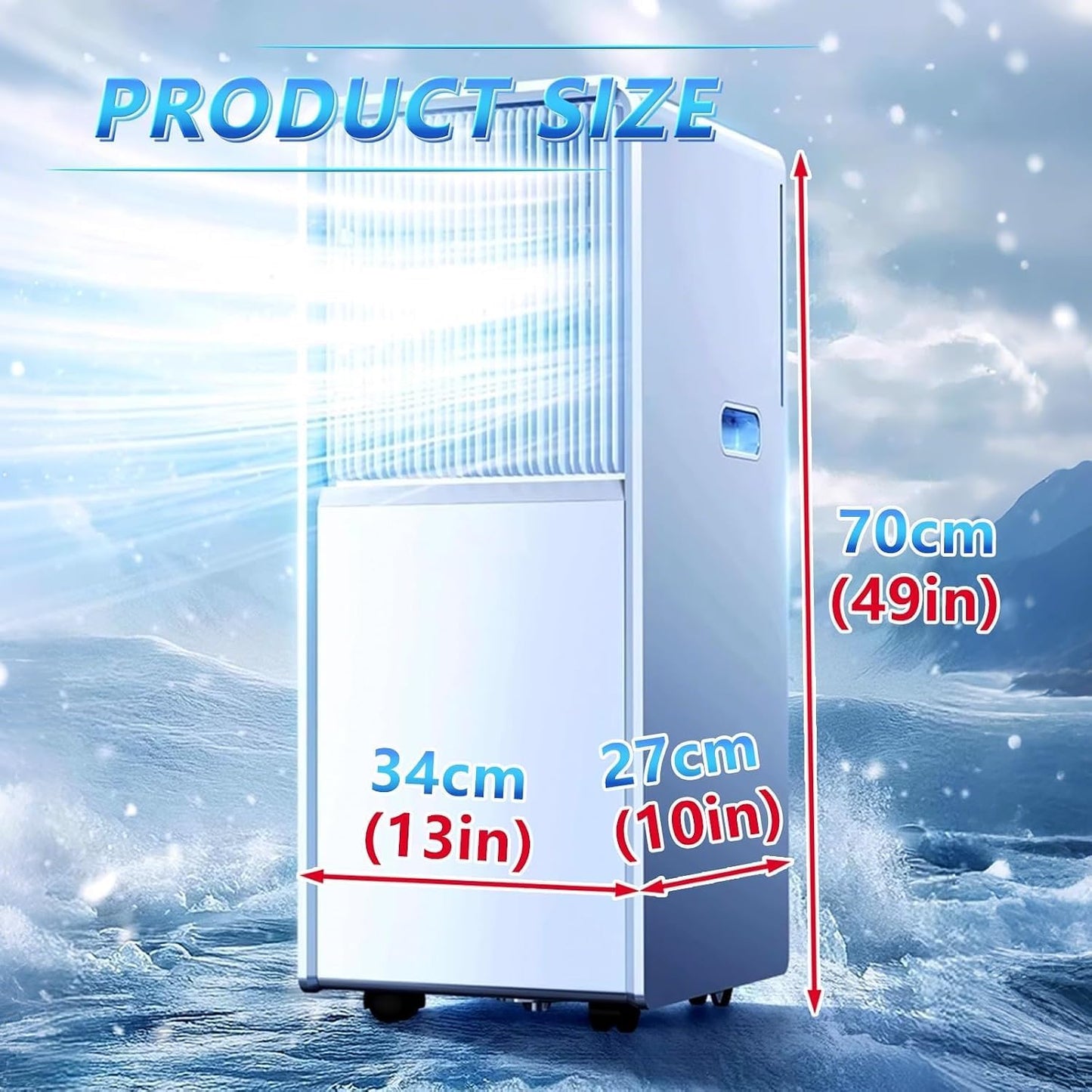 Climatiseur portable jusqu'à 300 pi², unité AC silencieuse avec ventilateur rafraîchissant et déshumidificateur, minuterie 24H et télécommande, installation facile pour la chambre à coucher