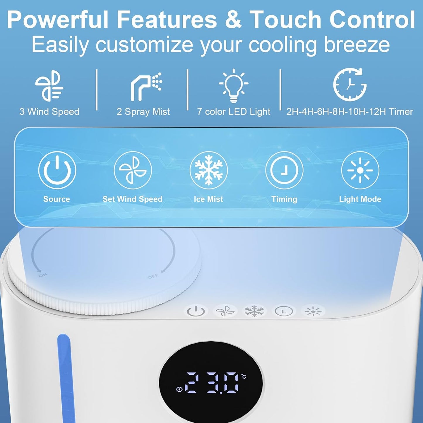 Climatiseur Mobile, GuKKK Climatiseur Portable Silencieux 900ML, 4 en 1 Refroidisseur d'Air, USB Mini Air Climatiseur Ventilateur, 3 Vitesses, 2 Modes de Brumisation, pour Chambre